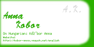 anna kobor business card